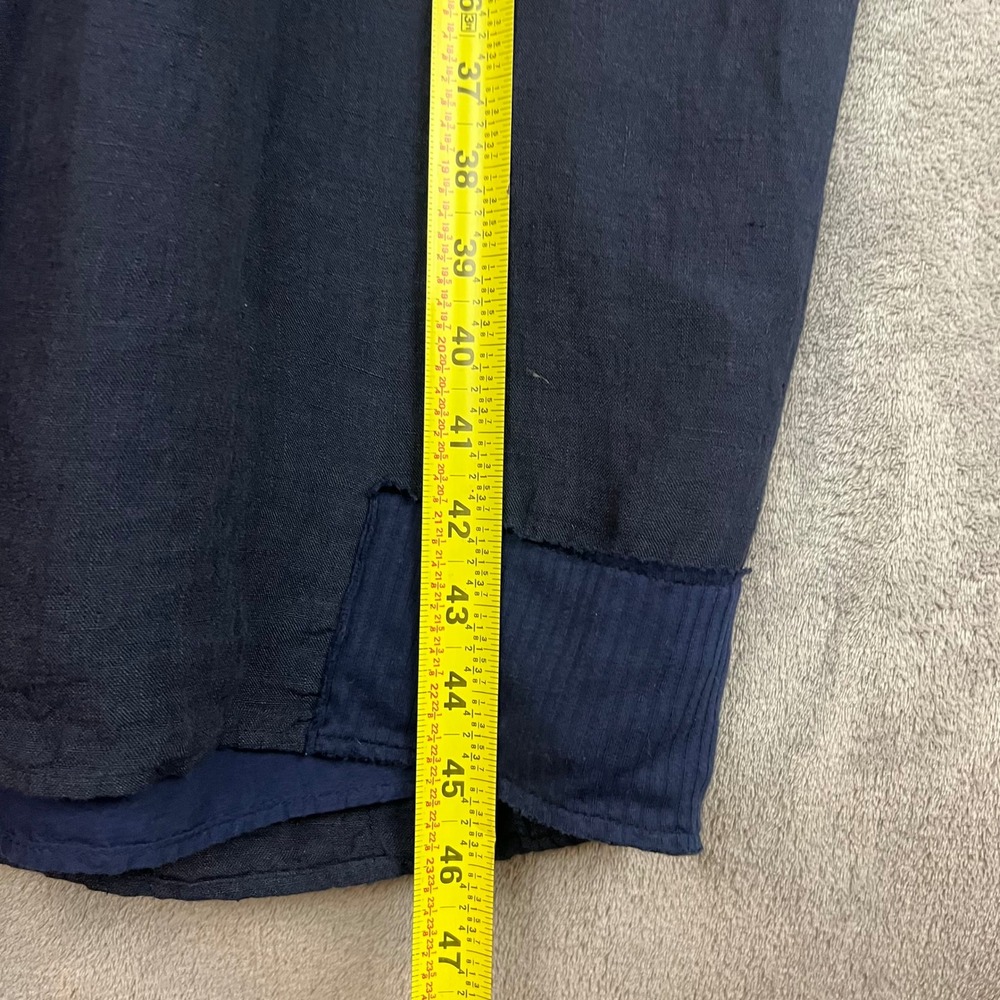 Hannoh Wessel Dallas Voile Check Dress Womens 40 100% Linen Navy Italy - Picture 12 of 12